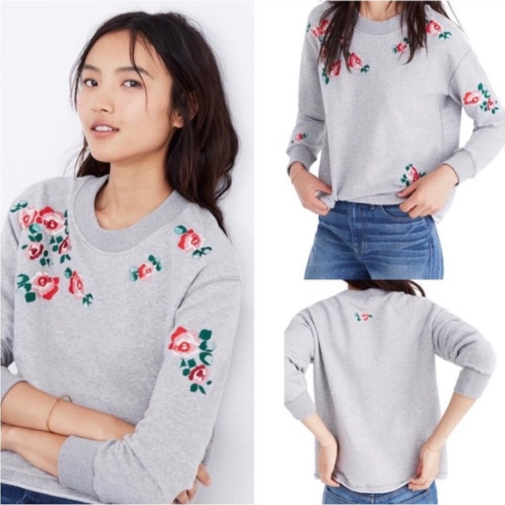 MADEWELL Rose Appliqué Sweatshirt